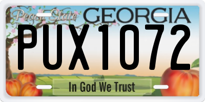 GA license plate PUX1072
