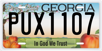 GA license plate PUX1107