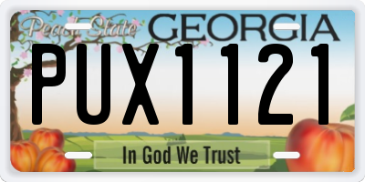 GA license plate PUX1121