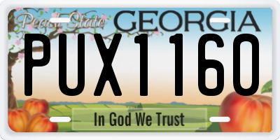 GA license plate PUX1160
