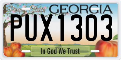 GA license plate PUX1303
