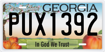 GA license plate PUX1392