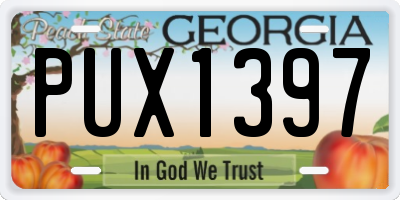 GA license plate PUX1397