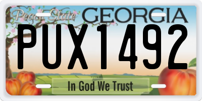 GA license plate PUX1492