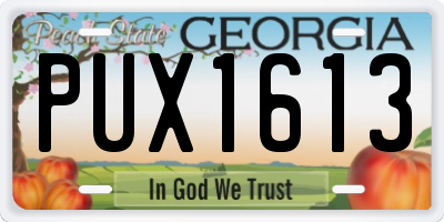 GA license plate PUX1613