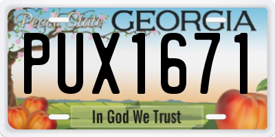 GA license plate PUX1671