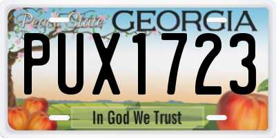 GA license plate PUX1723
