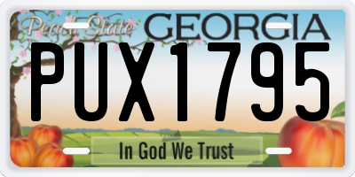 GA license plate PUX1795