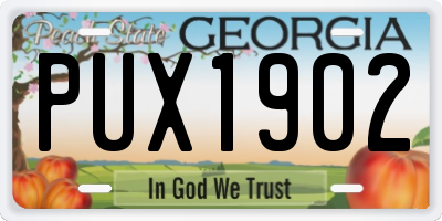 GA license plate PUX1902
