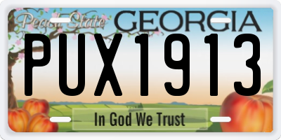 GA license plate PUX1913