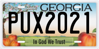 GA license plate PUX2021