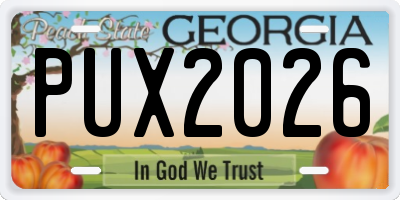 GA license plate PUX2026