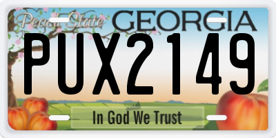 GA license plate PUX2149