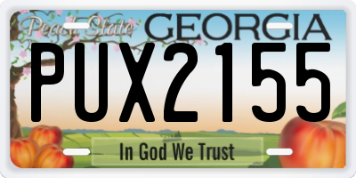 GA license plate PUX2155