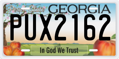GA license plate PUX2162