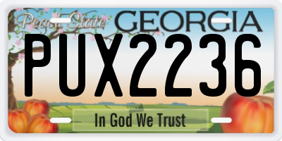 GA license plate PUX2236