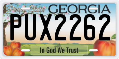 GA license plate PUX2262