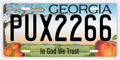 GA license plate PUX2266
