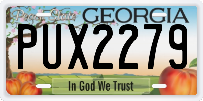 GA license plate PUX2279