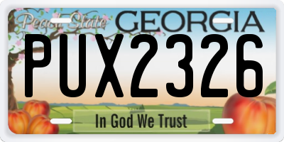GA license plate PUX2326