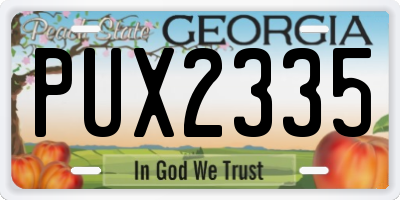 GA license plate PUX2335
