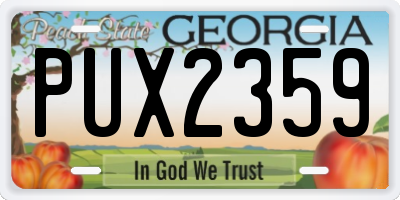 GA license plate PUX2359