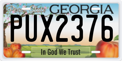 GA license plate PUX2376