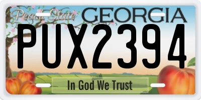 GA license plate PUX2394