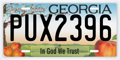 GA license plate PUX2396