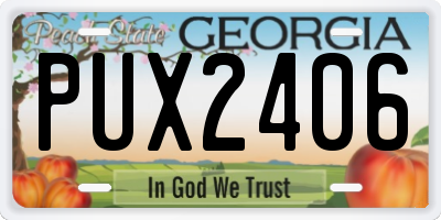 GA license plate PUX2406