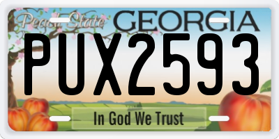 GA license plate PUX2593