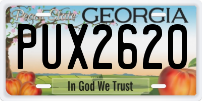 GA license plate PUX2620