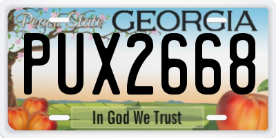 GA license plate PUX2668