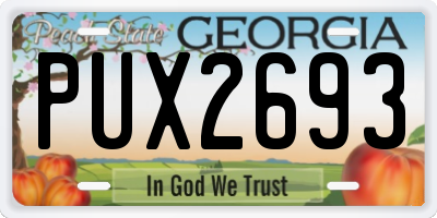 GA license plate PUX2693