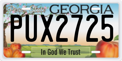 GA license plate PUX2725