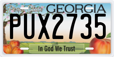 GA license plate PUX2735
