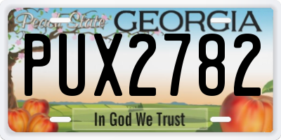 GA license plate PUX2782