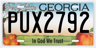 GA license plate PUX2792