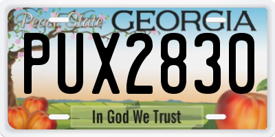 GA license plate PUX2830