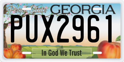 GA license plate PUX2961