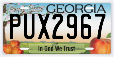 GA license plate PUX2967