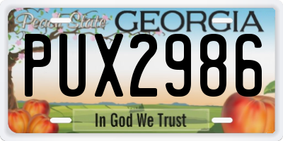 GA license plate PUX2986