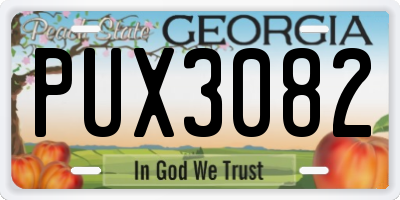 GA license plate PUX3082