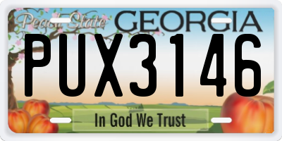 GA license plate PUX3146