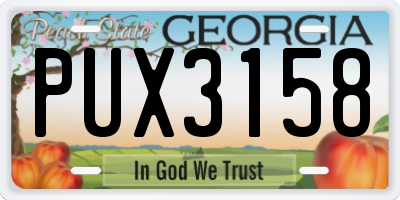 GA license plate PUX3158
