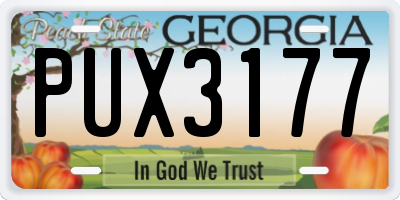 GA license plate PUX3177