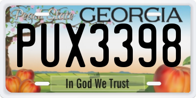 GA license plate PUX3398