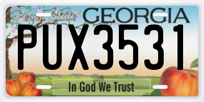 GA license plate PUX3531