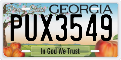 GA license plate PUX3549