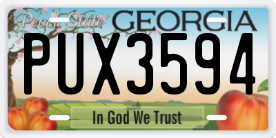 GA license plate PUX3594